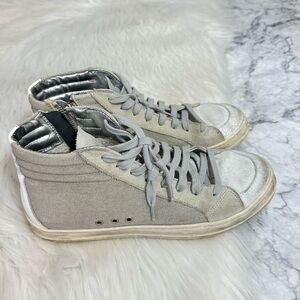 P448 Womens Gray White Lace Up Round Toe Skate Sneaker Shoes Size EUR 38
